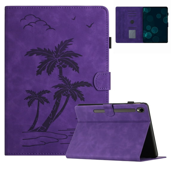 Dteck Case for Samsung Galaxy Tab S9 (X710/X716B/X718U),Galaxy Tab S9 FE 5G (X510/X516B/X518U) Magnetic Leather Tree Patterned Case Kickstand Cover for Galaxy Tab S9/S9 FE,Purple