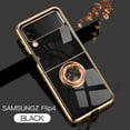 thumbnail image 1 of Dteck Case for Samsung Galaxy Z Flip 4 5G Soft TPU Plating Shockproof Protective Built in 360 Degree Rotate Ring Holder Kickstand Magnetic Slim Cover for Women Girls Men,Black, 1 of 1