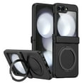 thumbnail image 1 of Dteck Case for Samsung Galaxy Z Flip 6,Shockproof Hinge Protection PC Case Compatible with Mag Safe 360° Rotating Stand Cover for Galaxy Z Flip 6 5G,Black, 1 of 7
