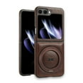thumbnail image 1 of Dteck Case for Samsung Galaxy Z Flip 7 5G Case with Metal Ring Holder, Compatible with MagSafe Accessory Luxury PU Leather Bumper Skin Friendly Anti-Fingerprint Shockproof Kickstand Case, Darkbrown, 1 of 10
