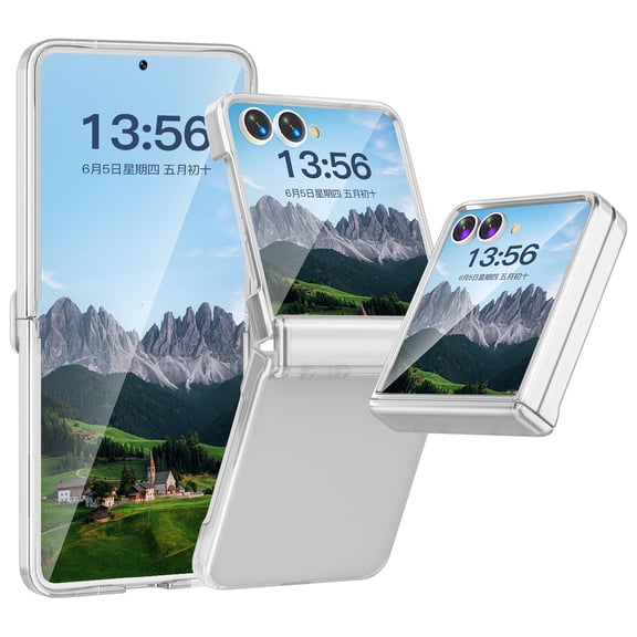 Dteck Case for Samsung Galaxy Z Flip 7 5G with Tempered Glass Screen Protector, Shockproof Hinge Protection Hard PC Ultra Slim Lightweight Non-Slip Protective Cover, Clear