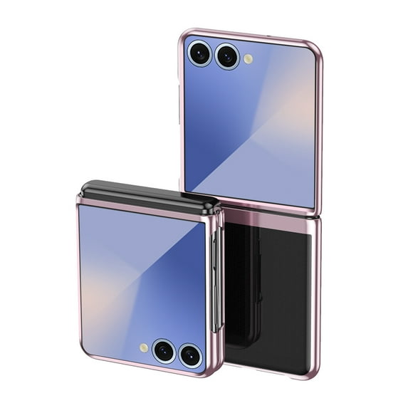 Dteck Case for Samsung Galaxy Z Flip 7, Crystal Transparent Electroplated Hard PC Shell, Anti-Scratch Shockproof Slim Protective Phone Cover for Samsung Z Flip 7 2025,Rosegold