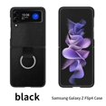 thumbnail image 1 of Dteck Case for Samsung Galaxy Z Flip4 6.7 inch 2022, PU Leather Surfce with Luxury Elegant Crosshatch Pattern Metal Ring/Holder Folding Design Slim Case for Samsung Galaxy Z Flip4 (2022), Black, 1 of 5