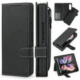thumbnail image 1 of Dteck Case for Samsung Galaxy Z Fold 3 5G (2021),Luxury Business Leather Magnetic Card Holder Wallet Case with S-Pen Holder Pocket Hybrid PC Protective Kickstand Cover,Black#03, 1 of 13