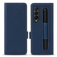 thumbnail image 1 of Dteck Case for Samsung Galaxy Z Fold 3 5G 2021,Luxury Leather Magnetic Flip Card Holder Wallet Case with S-Pen Holder Pocket Hybrid PC Protective Cover,Blue, 1 of 6