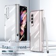 thumbnail image 1 of Dteck Case for Samsung Galaxy Z Fold 3,Shockproof Transparent Plating Case Pen Holder Built-in Tempered Glass Screen Protector Cover For Samsung Galaxy Z Fold 3 5G,Clear, 1 of 6