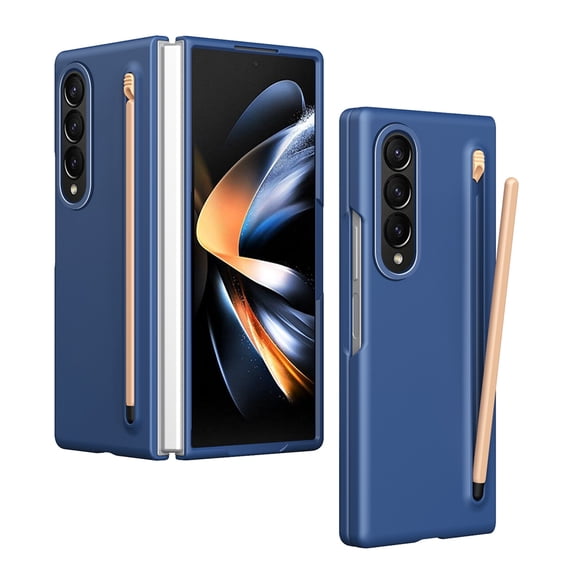 Dteck Case for Samsung Galaxy Z Fold 3 with Slim S Pen,Luxury PC Case Built-in Front Screen Protector Full Body Protective Cover for Galaxy Z Fold 3 5G,Blue