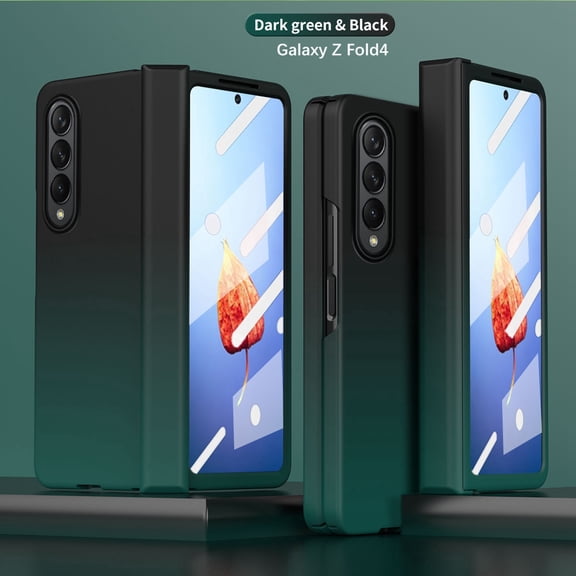 Dteck Case for Samsung Galaxy Z Fold 4 5G,Shockproof Hinge Protection Armor Gradient Hard PC Lightweight Cover without Screen Protector for Galaxy Z Fold 4,Darkgreen