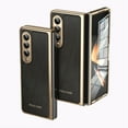 thumbnail image 1 of Dteck Case for Samsung Galaxy Z Fold 4,Luxury Leather Built-in Screen Protector Case Shockproof Electroplated Hard PC Bumper Cover for Galaxy Z Fold 4 5G,Black, 1 of 9