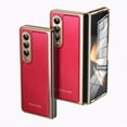 thumbnail image 1 of Dteck Case for Samsung Galaxy Z Fold 4,Luxury Leather Built-in Screen Protector Case Shockproof Electroplated Hard PC Bumper Cover for Galaxy Z Fold 4 5G,Red, 1 of 9