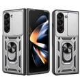 thumbnail image 1 of Dteck Case for Samsung Galaxy Z Fold 6, Heavy Duty Protective with Slide Lens Cover & 360° Finger Ring Stable Kickstand Case for Galaxy Z Fold 6 5G 2024,Silver, 1 of 6