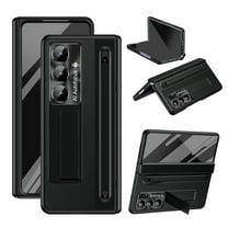 Dteck Case for Samsung Galaxy Z Fold 7 5G with Pen Slot, Magnetic Hinge Protection Hard PC Case with Screen Protector Kickstand Full Protection Phone Cover with Stylus, Black