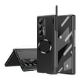 thumbnail image 1 of Dteck Case for Samsung Galaxy Z Fold 7 with Built-in Glass Screen Protector, Shockproof Plating Magnetic with 2 Hinge Protection Full Body Hard PC Pen Holder Cover, Black, 1 of 9