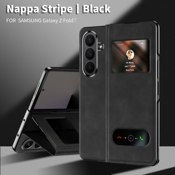 Dteck Case for Samsung Galaxy Z Fold 7,Magnetic Leather Flip Stand Case,Slim Anti-Drop Protective Hard PC Retro Stylish Business Cover for Galaxy Z Fold 7,Black