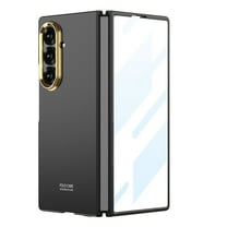 Dteck Case for Samsung Galaxy Z Fold 7,Shockproof PC Case with Electroplated Metal Lens Frame Built-in Front Screen Protector Cover for Galaxy Z Fold 7 ,Black