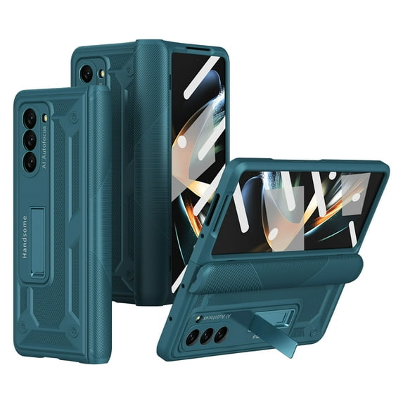 Dteck Case for Samsung Galaxy Z Fold5,Magnetic Hinge Protection Case Shockproof Hard PC Kickstand with Front Screen Protector Armor Cover for Galaxy Z Fold5,Green