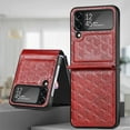 thumbnail image 1 of Dteck Case for Samsung Galazy Z Flip 4 6.7" 2022, Retro PU Leather Case with Luxury Embossed Diamond Grid Anti-drop Anti-seismic Stand n Folding Design Shockproof Case For Samsung Galaxy Z Flip 4, Red, 1 of 12