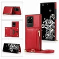thumbnail image 1 of Dteck Case For Samsung S20 Ultra (6.9 inch) Wallet Case with Card Holder PU Leather Magnetic Pockets Slim Protective Shockproof Flip Folio Zipper Purse Cover, red, 1 of 1
