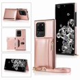thumbnail image 1 of Dteck Case For Samsung S20 Ultra (6.9 inch) Wallet Case with Card Holder PU Leather Magnetic Pockets Slim Protective Shockproof Flip Folio Zipper Purse Cover, rosegold, 1 of 1