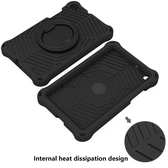 Dteck Case for Samsung Tab A 8.0 SM-T290/T295 2019, Kids Friendly EVA Foldable Kickstand Shoulder & Handle Strap 360 Degree Rotayable Hand-full Ring Shockproof Anti-drop Lightweight Case, Black