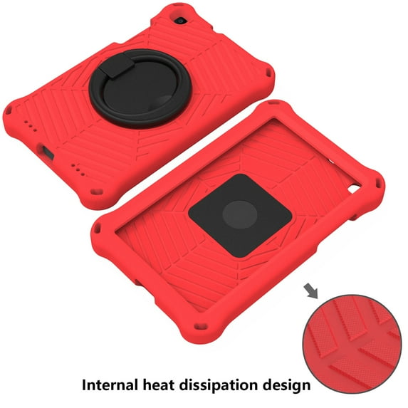 Dteck Case for Samsung Tab A 8.0 SM-T290/T295 2019, Kids Friendly EVA Foldable Kickstand Shoulder & Handle Strap 360 Degree Rotayable Hand-full Ring Shockproof Anti-drop Lightweight Case, Red