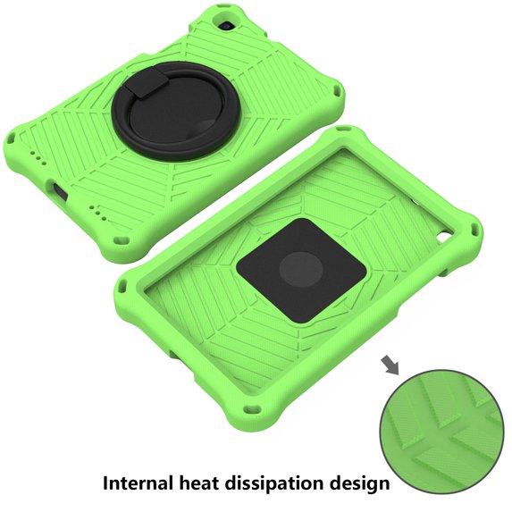 Dteck Case for Samsung Tab A 8.0 SM-T290/T295 2019, Kids Friendly EVA Foldable Kickstand Shoulder & Handle Strap 360 Degree Rotayable Hand-full Ring Shockproof Anti-drop Lightweight Case, Green