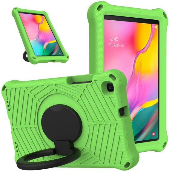 Dteck Case for Samsung Tab A 8.0 SM-T290/T295 2019, Kids Friendly EVA Rugged Shell Foldable Kickstand 360 Degree Rotayable Versatile Hand-full Ring Shockproof Anti-drop Lightweight Case , Green