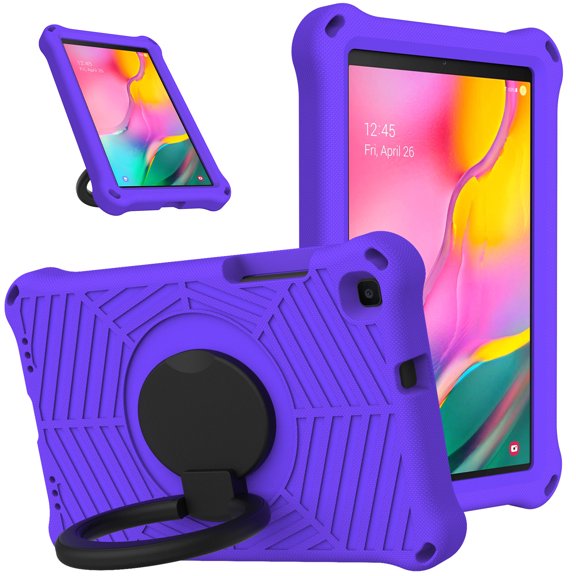 Dteck Case for Samsung Tab A 8.0 SM-T290/T295 2019, Kids Friendly EVA Rugged Shell Foldable Kickstand 360 Degree Rotayable Versatile Hand-full Ring Shockproof Anti-drop Lightweight Case , Purple