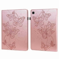 Dteck Case for Samsung Tab A7 Lite 8.7 inch 2021 Model Case (SM-T225/T220) with Elastic Band Card Pockets Stand Embossed Butterfly Vintage Shockproof PU Leather Folio Magnetic Cover, Pink Butterfly