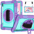 thumbnail image 1 of Dteck for Samsung Galaxy Tab S9/S8/S7 Case 11" 2023/2022/2020 Shockproof Protective Tab S9/S8/S7 Kids Tablet Cover with Pen Holder Rotating Hand Strap & Stand,Purple + Mint, 1 of 8