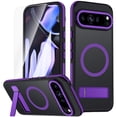 thumbnail image 1 of Dteck Case with Screen Protector for Google Pixel 9 / 9 Pro ,Shockproof Translucent Matte PC Case Compatible with Mag Safe Adjustable Kickstand Military Grade Drop Back Cover,Purple, 1 of 6