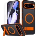 thumbnail image 1 of Dteck Case with Screen Protector for Google Pixel 9 Pro XL ,Shockproof Translucent Matte PC Case Compatible with Mag Safe Adjustable Kickstand Military Grade Drop Back Cover,Orange, 1 of 6