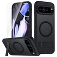 thumbnail image 1 of Dteck Case with Screen Protector for Google Pixel 9 Pro XL ,Shockproof Translucent Matte PC Case Compatible with Mag Safe Adjustable Kickstand Military Grade Drop Back Cover,Black, 1 of 6