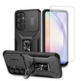 thumbnail image 1 of Dteck Case with Screen Protector for Samsung Galaxy A55,Shockproof TPU+PC Case Slide Camera Cover & Rotated Ring Kickstand,Military-Grade Protection Back Phone Case for Galaxy A55,Black, 1 of 8
