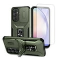 thumbnail image 1 of Dteck Case with Screen Protector for Samsung Galaxy A55,Shockproof TPU+PC Case Slide Camera Cover & Rotated Ring Kickstand,Military-Grade Protection Back Phone Case for Galaxy A55,Darkgreen, 1 of 8