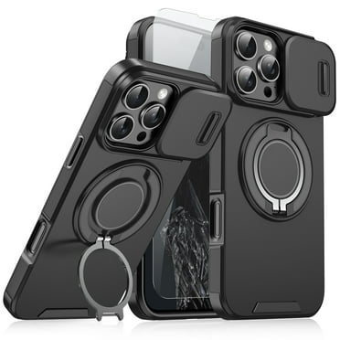 Dteck Case with Screen Protector for iPhone 12 Pro Max,Magnetic Stand TPU+PC Case with Camera Cover Military Grade Protective Shockproof Case for iPhone 12 Pro Max ,Black
