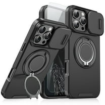 Dteck Case with Screen Protector for iPhone 14 Pro,Magnetic Stand TPU PC Case with Camera Cover Military Grade Protective Shockproof Case for iPhone 14 Pro ,Black