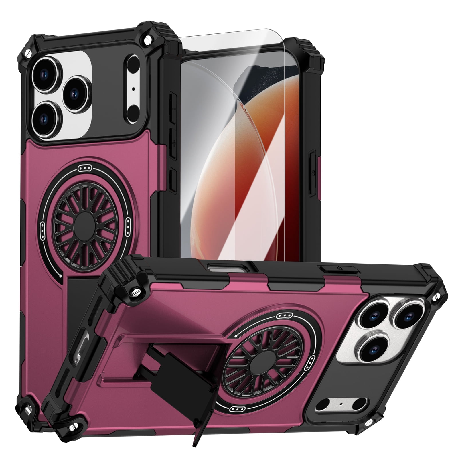 Rubber Pc Case Dteck Case with Screen Protector for iPhone 17 Pro Max,Shockproof ...