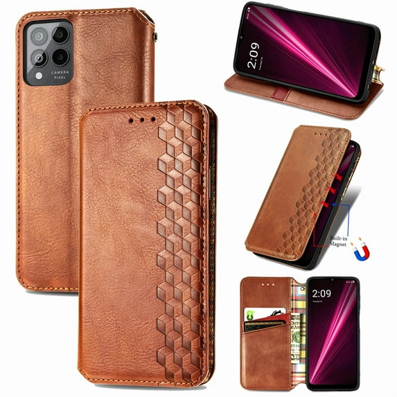 Dteck Case for T-Mobile Revvl 6 5G, Revvl 6 5G Wallet Case with Card Holder, PU Leather Cover Kickstand Magnetic Closure Shockproof Flip Cover for T-Mobile Revvl 6 5G,Brown