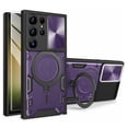 thumbnail image 1 of Dteck Case with Tempered Glass Screen Protector for Samsung Galaxy S25 Plus,Built-in Kickstand Magnetic Rotate Ring Holder Heavy Duty TPU+PC Shockproof Cover for Galaxy S25 Plus,Purple, 1 of 7