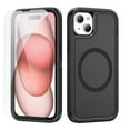 thumbnail image 1 of Dteck Case with Tempered Glass Screen Protector for iPhone 15 Plus,Shockproof Rubber Case Compatible with MagSafe Hybrid PC Full Body Protection Cover,Black, 1 of 6