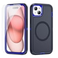 thumbnail image 1 of Dteck Case with Tempered Glass Screen Protector for iPhone 15 Plus,Shockproof Rubber Case Compatible with MagSafe Hybrid PC Full Body Protection Cover,Navyblue, 1 of 6