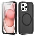 thumbnail image 1 of Dteck Case with Tempered Glass Screen Protector for iPhone 15 Pro Max,Shockproof Rubber Case Compatible with MagSafe Hybrid PC Full Body Protection Cover,Black, 1 of 6
