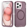 thumbnail image 1 of Dteck Case with Tempered Glass Screen Protector for iPhone 15 Pro,Shockproof Rubber Case Compatible with MagSafe Hybrid PC Full Body Protection Cover,Purple, 1 of 6