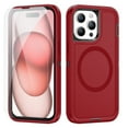 thumbnail image 1 of Dteck Case with Tempered Glass Screen Protector for iPhone 15 Pro,Shockproof Rubber Case Compatible with MagSafe Hybrid PC Full Body Protection Cover,Red, 1 of 6