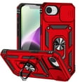 thumbnail image 1 of Dteck Case with Tempered Glass Screen Protector for iPhone 16e ,Shockproof TPU+PC with Slide Camera Cover Built-in 360° Rotate Ring Kickstand Magnetic Shockproof Back Cover,Red, 1 of 9