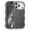 thumbnail image 1 of Dteck Case with Tempered Glass Screen Protector for iPhone 17 Pro Max ,Shockproof Matte Translucent PC+TPU Compatible with Mag Safe Cute Wave Frame Design Case Cover ,Gray, 1 of 5