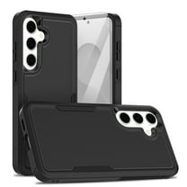 Dteck Case with Tempered Screen Protector for Samsung Galaxy S25 FE,Shockproof TPU PC Case Anti-Slip Protective Shell Back Cover for Galaxy S25 FE,Black