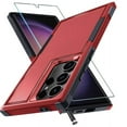 thumbnail image 1 of Dteck Case with Tempered Screen Protector for Samsung Galaxy S25 Ultra,Shockproof TPU+PC Case Anti-Slip Protective Shell Back Cover for Galaxy S25 Ultra,Red, 1 of 5
