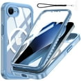 thumbnail image 1 of Dteck Case with Wrist Strap for iPhone 16e,360° Full Body Case Built-in HD Touch Sensitive Screen Protector Compatible with MagSafe Shockproof Clear Back Cover for iPhone 16E,,Blue, 1 of 5